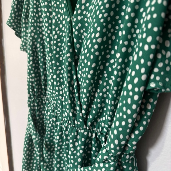 Green Polka Dot Wrap Dress - Picture 2 of 4